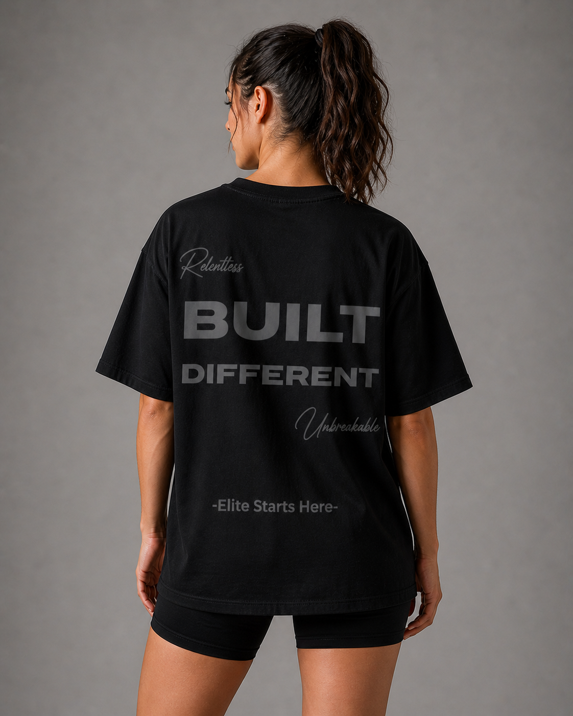 E1P Built Different Tee Black - Back Female