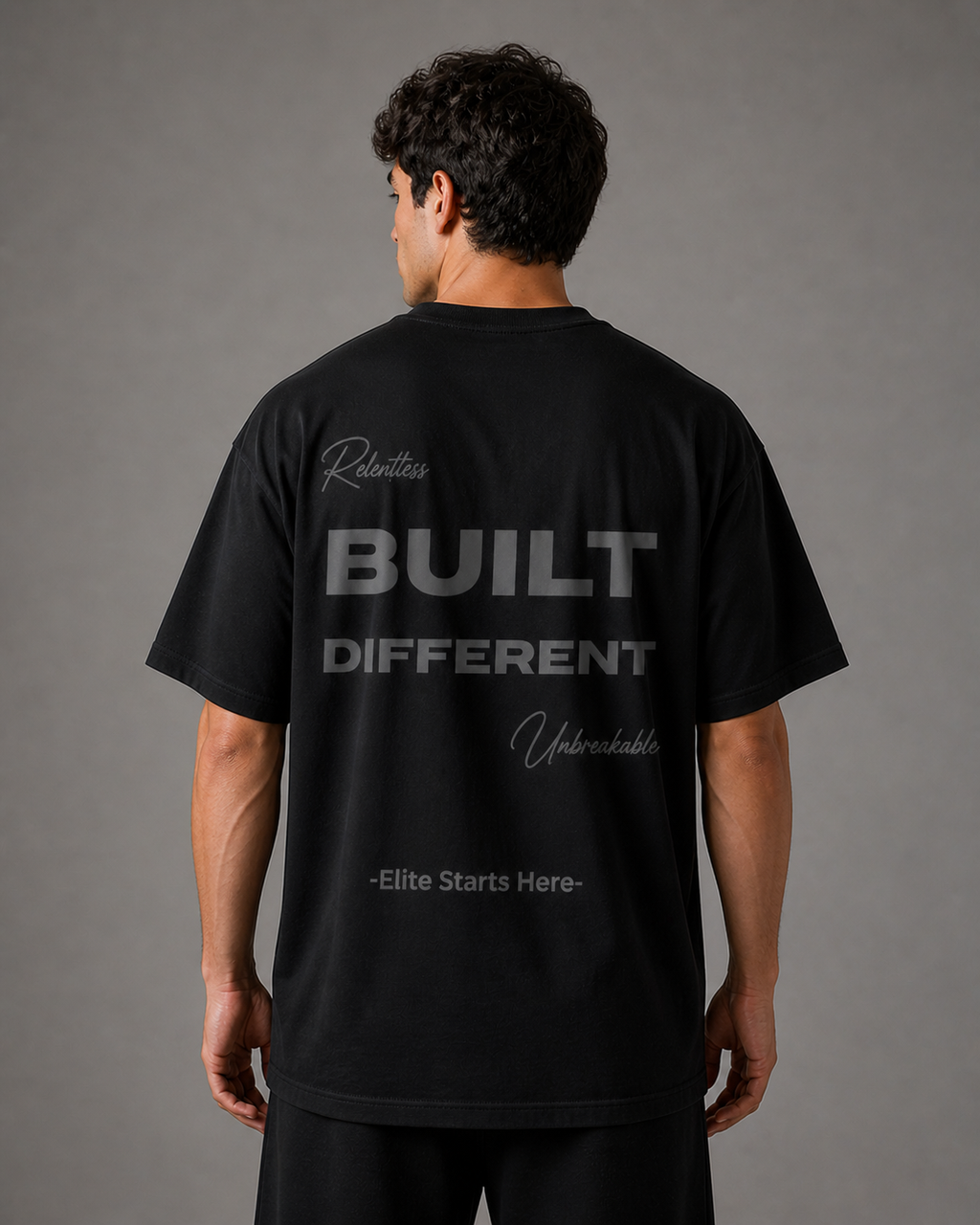 E1P Built Different Tee Black - Back View