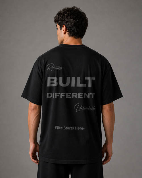 E1P Built Different Tee Black - Back View
