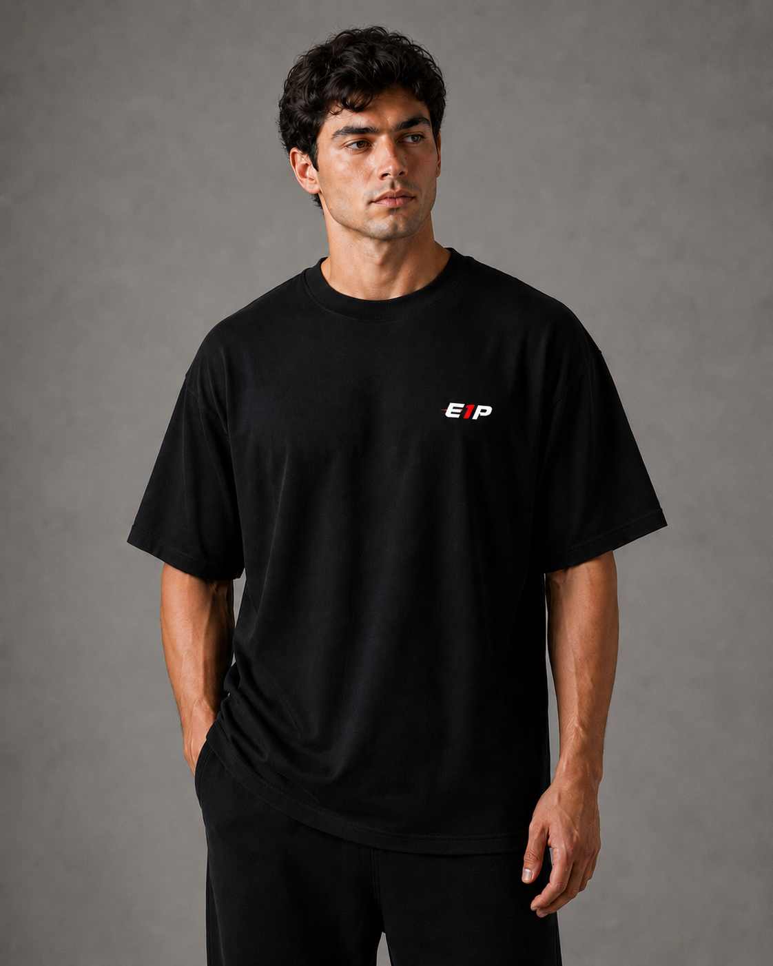 E1P Classic Tee Black - Front View
