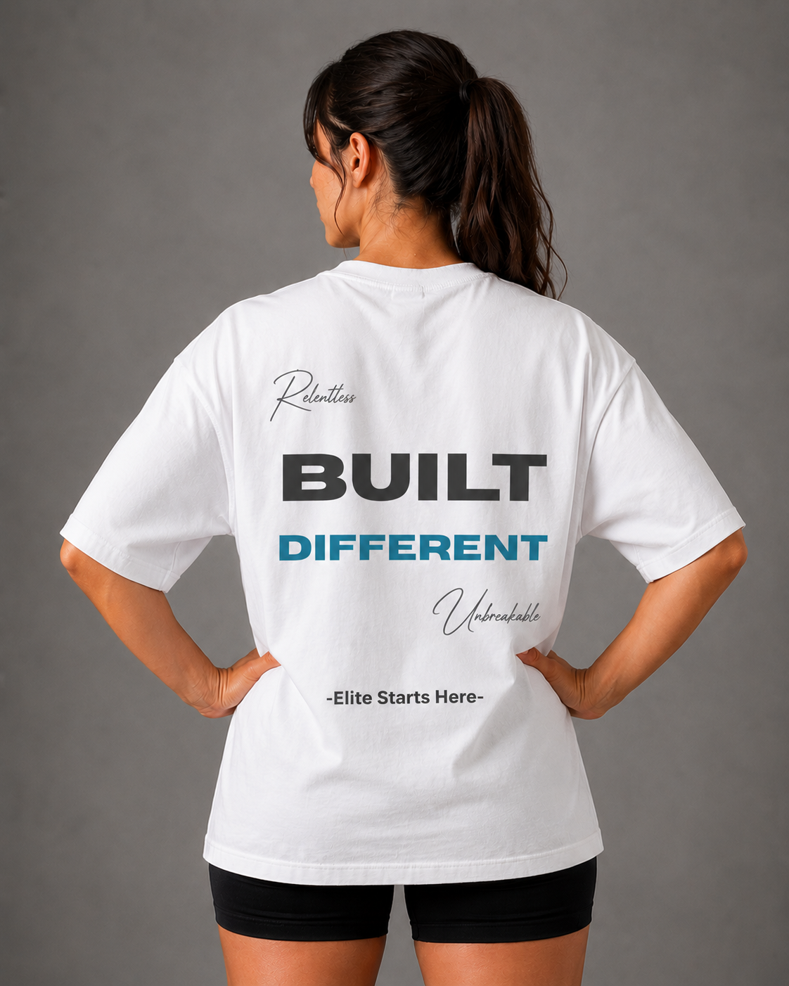 E1P Built Different Tee White - Front View